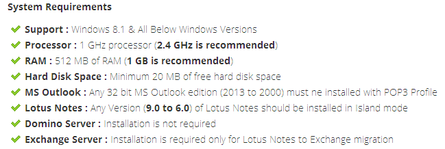 system requirements